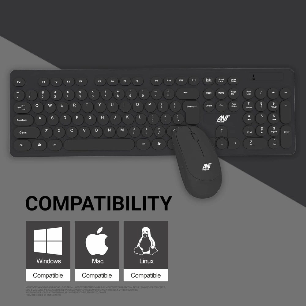 Ant Value Wireless Keyboard Mouse Combo Black FKBRI05 (Open Box) view 2